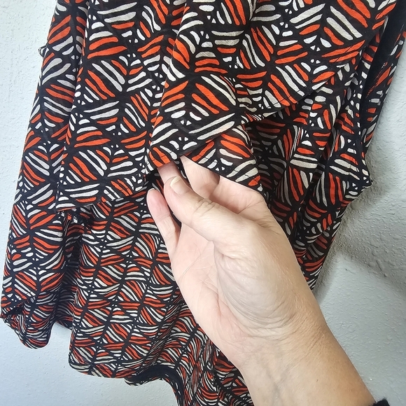 Worthington Top Womens Large Sleeveless Tank Flowy Lined Black Orange Blouse - Picture 4 of 10